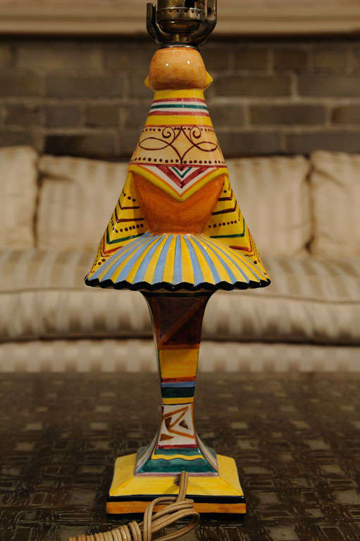 Ceramic Italian Futurist Style Pair Of Table Lamps For Sale